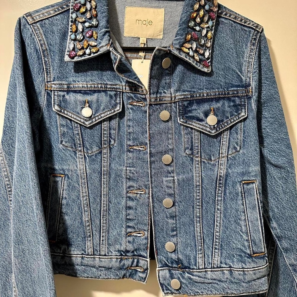 maje blue denim jacket